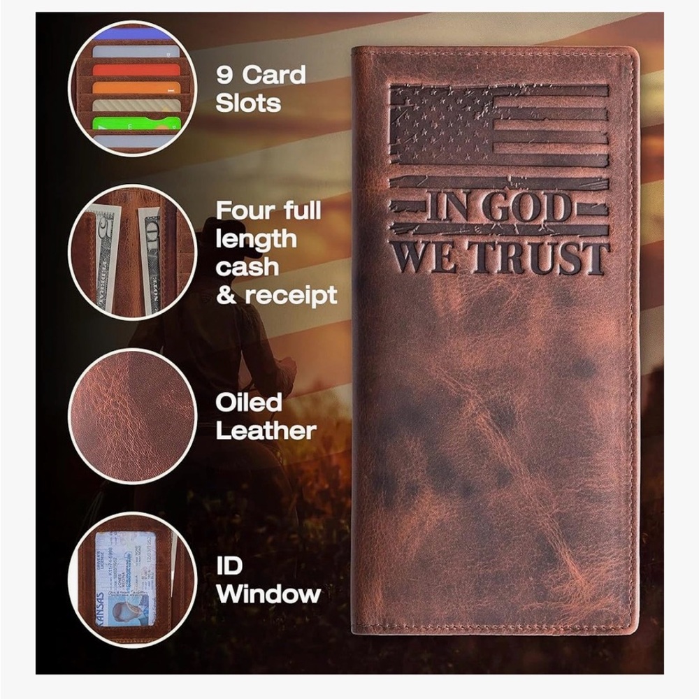 American Flag Long Wallet For Men with " IN GOD WE TRUST " - Picture 12 of 12